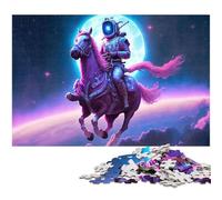 Puzzle da 1000 pezzi con cavallo astronauta, decorazione fai da te in legno, sfida per il cervello, per adulti, famiglia, regalo di Natale 50x75CM/19,68x29,52 pollici