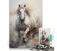 Puzzle da 1000 pezzi con cavallo bianco al galoppo nell'acqua,gioco creativo per sviluppare le capacità di abilità,incastro perfetto,nessun pezzo si stacca,attività per rafforzare i legami familiari