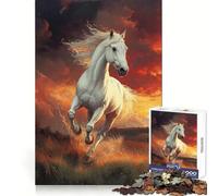 Puzzle da 1000 pezzi con cavallo bianco al tramonto, ideale per adolescenti, per allenare la concentrazione e il tempo libero, con incastri precisi e un regalo speciale (50x75cm)