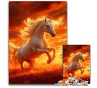 Puzzle da 1000 pezzi con cavallo bianco al tramonto puzzle impossibile per adulti regalo perfetto per l'arredamento della casa e il divertimento delle vacanze 1000 pezzi (75x50 cm)