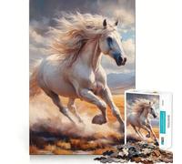 Puzzle da 1000 pezzi con cavallo bianco,divertente per allenare la mente,con incastri precisi e senza spazi vuoti,ideale per creare un legame speciale con i propri cari (38x26cm)