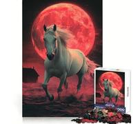 Puzzle da 1000 pezzi con cavallo bianco sotto la luna di sangue, ideale per allenamento mentale, svago e divertimento, con bordi definiti, perfetto per una sorpresa di compleanno (38x26cm)