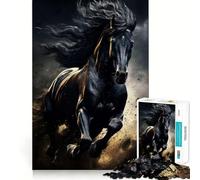 Puzzle da 1000 pezzi con cavallo nero al galoppo,incastro perfetto,attività di gioco intelligente,divertimento per il tempo libero,regalo di compleanno 38x52cm