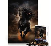 Puzzle da 1000 pezzi con cavallo nero al galoppo per adolescenti, ideale per il tempo libero, la fuga dalla realtà, un regalo significativo (38x26cm)