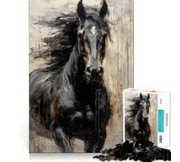 Puzzle da 1000 pezzi con cavallo nero e tavolozza di colori,pezzi a incastro preciso,giocattolo creativo e divertente,momento di relax,regalo di compleanno 50x75cm
