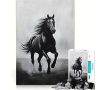 Puzzle da 1000 pezzi con cavallo nero in corsa,incastro perfetto,attività di gioco intelligente,divertimento per il tempo libero,regalo di compleanno 50x75cm