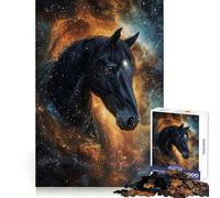 Puzzle da 1000 pezzi con cavallo nero nello spazio, ideale per adolescenti, per il benessere mentale, per momenti di relax, con chiusura perfetta e un regalo speciale (38x26cm)