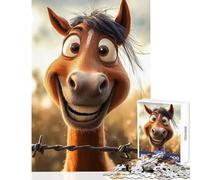 Puzzle da 1000 pezzi con cavallo sorridente dietro il filo spinato giocattoli fai da te regali per donne e uomini gioco educativo per migliorare l'amore tra coppie dimensioni 38x52cm