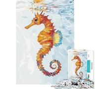 Puzzle da 1000 pezzi con cavalluccio marino colorato in acqua sfida di intelligenza e creatività gioco educativo avvincente gara di velocità manuale regalo per compleanni (dimensioni 38x52cm)