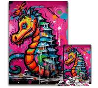 Puzzle da 1000 pezzi con cavalluccio marino dipinto a graffiti per adulti, puzzle difficili per adulti, feste e arredamento per la casa, 50x75CM/19,68x29,52 pollici.