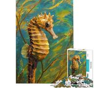 Puzzle da 1000 pezzi con cavalluccio marino tra le alghe gioco educativo giocattolo didattico regalo per compleanni decorazione per la casa (dimensioni 75x50cm)