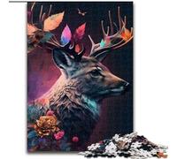 Puzzle da 1000 pezzi con cervi arcobaleno e fiori, puzzle da 1000 pezzi per adulti, sfida impossibile e difficile, giocattolo per adolescenti (dimensioni 26x38cm)