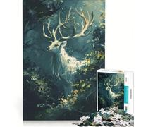 Puzzle da 1000 pezzi con cervi bianchi nella giungla gioco rilassante antistress amici e familiari 38x52cm