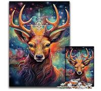 Puzzle da 1000 pezzi con cervi colorati, rompicapo impegnativo, attività per la famiglia, decorazione per la casa, regalo di Natale 50x75CM/19,68x29,52 pollici