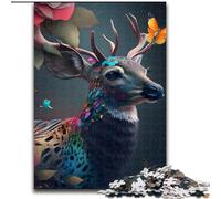 Puzzle da 1000 pezzi con cervi e fiori arcobaleno per adulti, rompicapo fai da te impegnativo, gioco interattivo per famiglie (dimensioni 26x38cm)