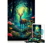 Puzzle da 1000 pezzi con cervi e pixel art,taglio perfetto,divertente gioco di risoluzione problemi,gioco gratuito,regalo di Natale (38x52cm)