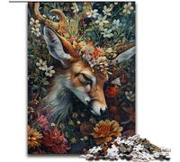 Puzzle da 1000 pezzi con cervi floreali, regalo per adolescenti, gioco per famiglie, antistress, sfida difficile, regalo per amici e parenti, 26x38cm