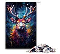 Puzzle da 1000 pezzi con cervi psichedelici colorati divertente puzzle per la famiglia ottimo regalo per gli appassionati di anime regalo per adulti da 1000 pezzi.