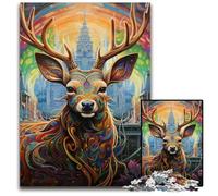 Puzzle da 1000 pezzi con cervi, puzzle psichedelici per adulti, relax e sfida, decorazioni per la casa colorate, amici, 50x75CM/19,68x29,52 pollici