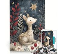 Puzzle da 1000 pezzi con cervo ad acquerello in una foresta invernale Gioco pratico e divertente da fare in casa ideale come decorazione da scrivania 38x52cm