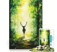 Puzzle da 1000 pezzi con cervo ad acquerello nella foresta,ideale per ragazzi,gioco stimolante per la mente,montaggio sicuro e stabile,attività divertente per tutta la famiglia (50x75cm)