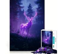 Puzzle da 1000 pezzi con cervo al neon nella foresta per adulti, gioco di logica fine, divertente e silenzioso, bordi puliti, regalo memorabile (50x75cm)