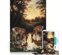 Puzzle da 1000 pezzi con cervo al tramonto per adulti, gioco di logica, per interni, taglio di precisione, regalo prezioso 38x26cm