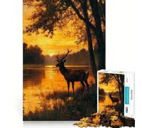 Puzzle da 1000 pezzi con cervo al tramonto per adulti, ideale per ricordare, migliorare, alleviare lo stress, tagliare con precisione, Babbo Natale, desiderio, scegli 50x75cm