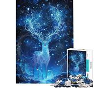 Puzzle da 1000 pezzi con cervo animale notte e foresta impegnativo da completare difficile gioco educativo adatto a persone dai 14 anni in su (38x26cm)