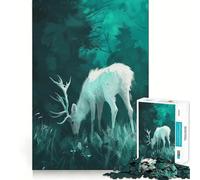 Puzzle da 1000 pezzi con cervo bianco nella foresta,gioco creativo con componenti robusti e ben definiti,ideale da portare in viaggio,perfetto come regalo (38x52cm)