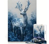 Puzzle da 1000 pezzi con cervo bianco nella foresta, ideale per ragazzi, stimolante per la mente, passatempo rilassante e sicuro, perfetto come regalo di Natale (38x26cm)