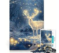 Puzzle da 1000 pezzi con cervo bianco nella foresta innevata per adulti,divertente gioco di memoria,facile da assemblare,sicuro e adatto a tutta la famiglia (38x26cm)