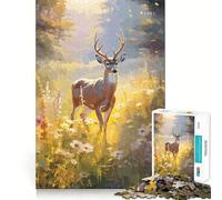 Puzzle da 1000 pezzi con cervo dalla coda bianca,ideale per adulti,un gioco stimolante per la mente Taglio preciso,allineamento perfetto,divertimento assicurato per tutta la famiglia (38x52cm)