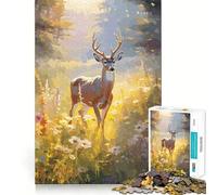 Puzzle da 1000 pezzi con cervo dalla coda bianca per ragazzi,divertente attività di memoria,facile da completare,rilassante e adatta a gruppi al chiuso (50x75cm)
