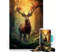 Puzzle da 1000 pezzi con cervo del bosco per ragazzi,gioco di memoria e concentrazione,taglio di qualità professionale,attività rilassante di gruppo al chiuso (38x52cm)