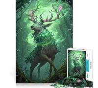 Puzzle da 1000 pezzi con cervo della foresta mistica e rune luminose per adulti e ragazzi, rompicapo rilassante, arte da assemblare, regalo premuroso (50x75cm)