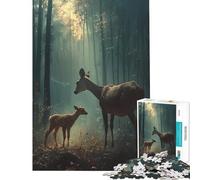 Puzzle da 1000 pezzi con cervo e cerbiatto nella foresta Gioco per tutta la famiglia sfida per l'intelligenza giocattolo avvincente ottimo regalo per chi ama giocare e migliora la memoria (38x52cm)