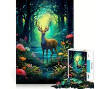 Puzzle da 1000 pezzi con cervo e foresta,pixel art,gioco di precisione per esercizi mentali e di pace,pezzo d'arte natalizio (38x26cm)