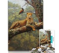 Puzzle da 1000 pezzi con cervo e ghepardo nella giungla della foresta per adolescenti, gioco rompicapo, decorazione da parete, regali unici per compleanno e Natale (38x26cm)