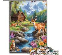 Puzzle da 1000 pezzi con cervo e lupo, per adulti, giocattolo di intelligenza per giochi al chiuso in famiglia (dimensioni 26x38cm)