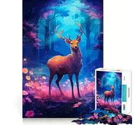 Puzzle da 1000 pezzi con cervo fantasy in pixel art,taglio preciso,gioco cognitivo divertente,svago e divertimento natalizio (38x52cm)