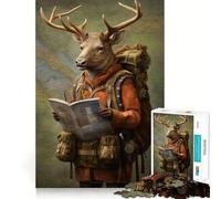 Puzzle da 1000 pezzi con cervo, guida di viaggio, pezzi ben definiti, gioco per lo sviluppo delle capacità cognitive, divertimento e relax, decorazione artistica natalizia (38x26cm)