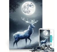 Puzzle da 1000 pezzi con cervo mistico al chiaro di luna per adolescenti, ideale per migliorare la memoria, rilassante e divertente, con un design elegante (38x26cm)
