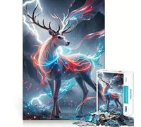 Puzzle da 1000 pezzi con cervo mistico al neon per adulti, giocattolo rilassante, antistress, con bordi precisi, regalo premuroso (50x75cm)