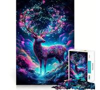 Puzzle da 1000 pezzi con cervo mistico e fantastico per adulti, ideale per stimolare la mente, alleviare l'ansia, con bordi precisi e un regalo speciale (38x26cm)