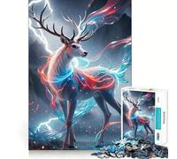 Puzzle da 1000 pezzi con cervo mistico e luci al neon per adulti, ideale per stimolare la mente e alleviare l'ansia, con bordi precisi e un regalo speciale (38x26cm)