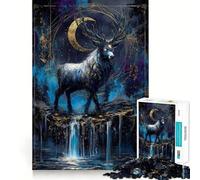 Puzzle da 1000 pezzi con cervo mistico e luna crescente per adulti e ragazzi, gioco di logica, relax, taglio perfetto, oggetto dei desideri di Babbo Natale (50x75cm)