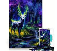 Puzzle da 1000 pezzi con cervo mistico in una foresta incantata per adulti, gioco di abilità mentale, assemblaggio lento e divertente, regalo perfetto (38x52cm)