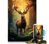 Puzzle da 1000 pezzi con cervo nel bosco,divertente gioco mentale,design a incastro perfetto, riunioni di famiglia (50x75cm)