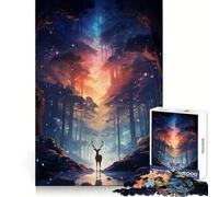 Puzzle da 1000 pezzi con cervo nello spazio e animali selvatici Stimola la mente, crea una leggera distrazione, presenta bordi precisi ed è un regalo significativo (38x52cm)